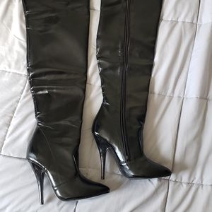Size 9 patent leather thigh high stiletto boots